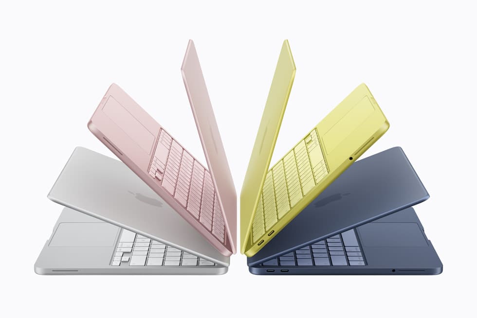 Apple MacBook Neo 색상 라인업 블러시 인디고 시트러스 실버 공식 이미지