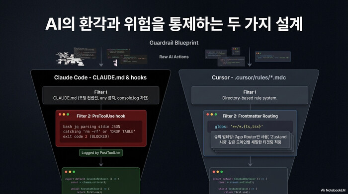 Claude Code vs Cursor 안전장치 설계 비교 — CLAUDE.md & hooks vs .cursor/rules
