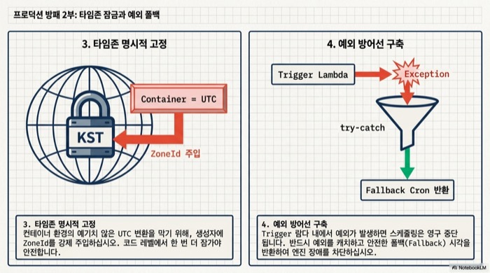 CronTrigger 타임존 명시적 고정과 Trigger 람다 예외 발생 시 Fallback Cron 반환 방어 구조